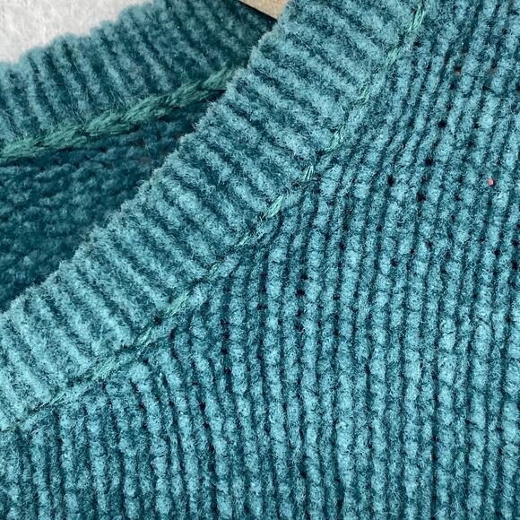 EILEEN FISHER Sweater XS Organic Cotton Chenille Short Sleeve Boxy Green - Picture 6 of 12